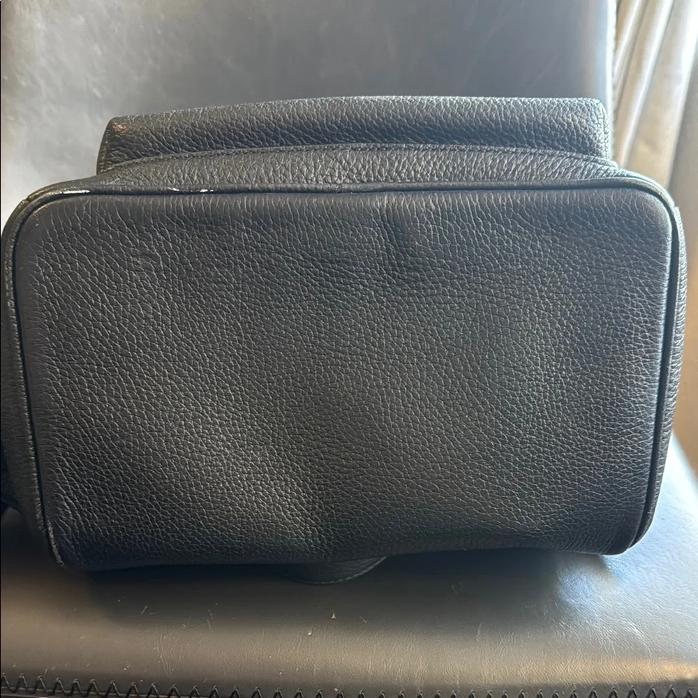 kate spade Black Pebbled Leather Mini Backpack with Gold Accents